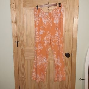 Cato Est. 1946 NWT orange paisley wide leg boho pants size 22/24W